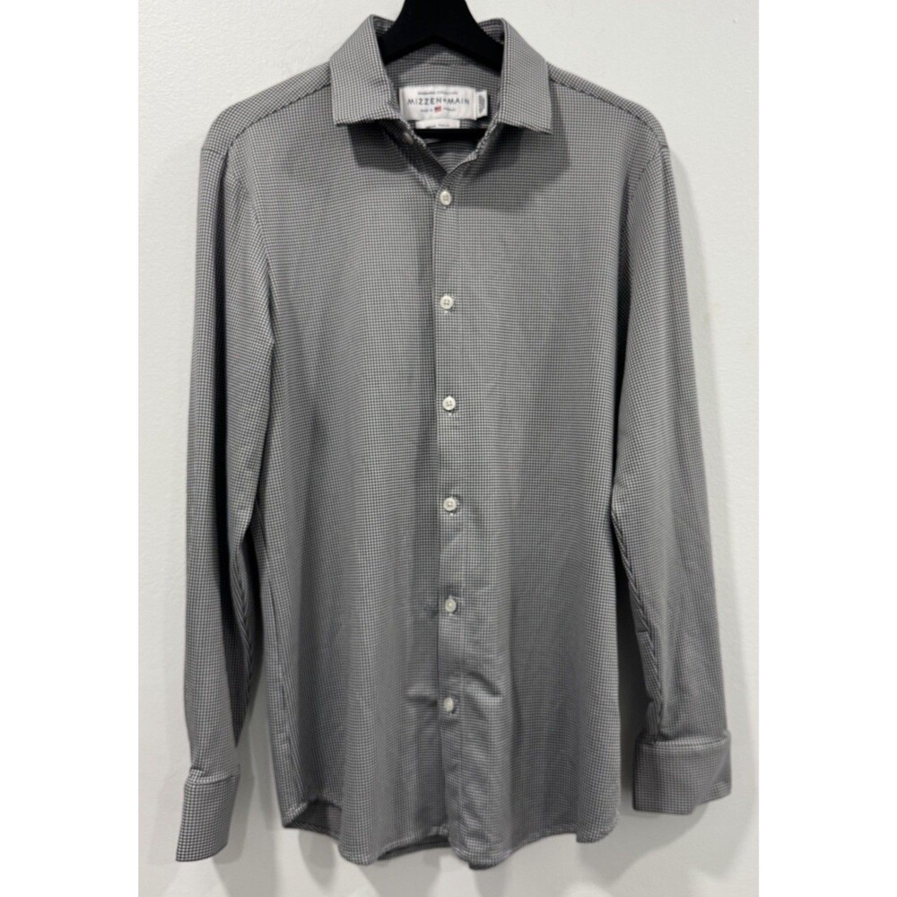 Mizzen Main Shirt Mens Large Trim Fit Gingham Check Spinnaker Stretch Button Up